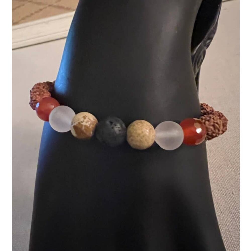 Shakra multi stone bracelet brown beads NWOT